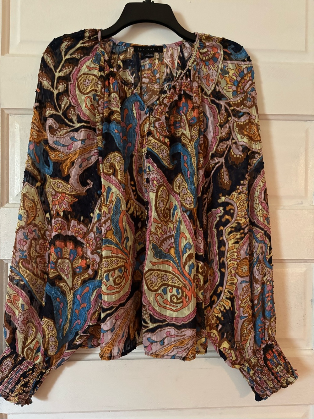 Sanctuary Multicolor Paisley Pleated Blouse